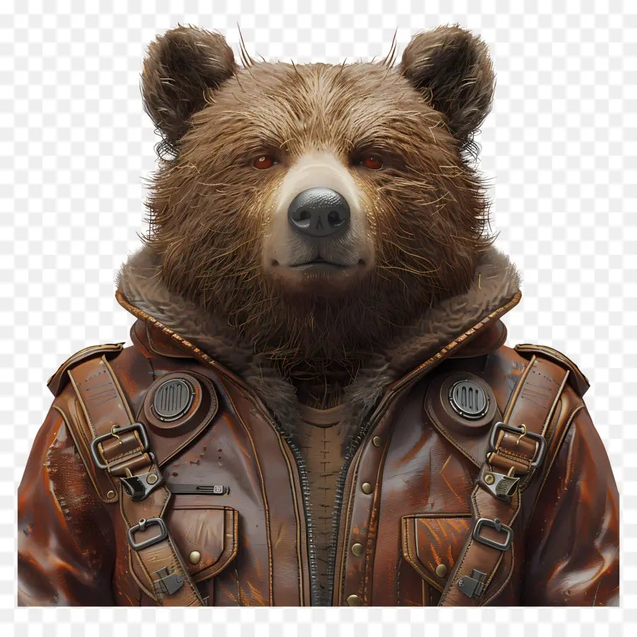 Urso，Urso Em Jaqueta De Couro PNG