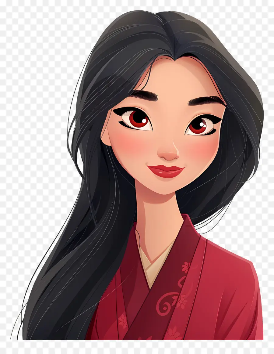 Princesa Mulan，Mulher De Vestido Vermelho PNG