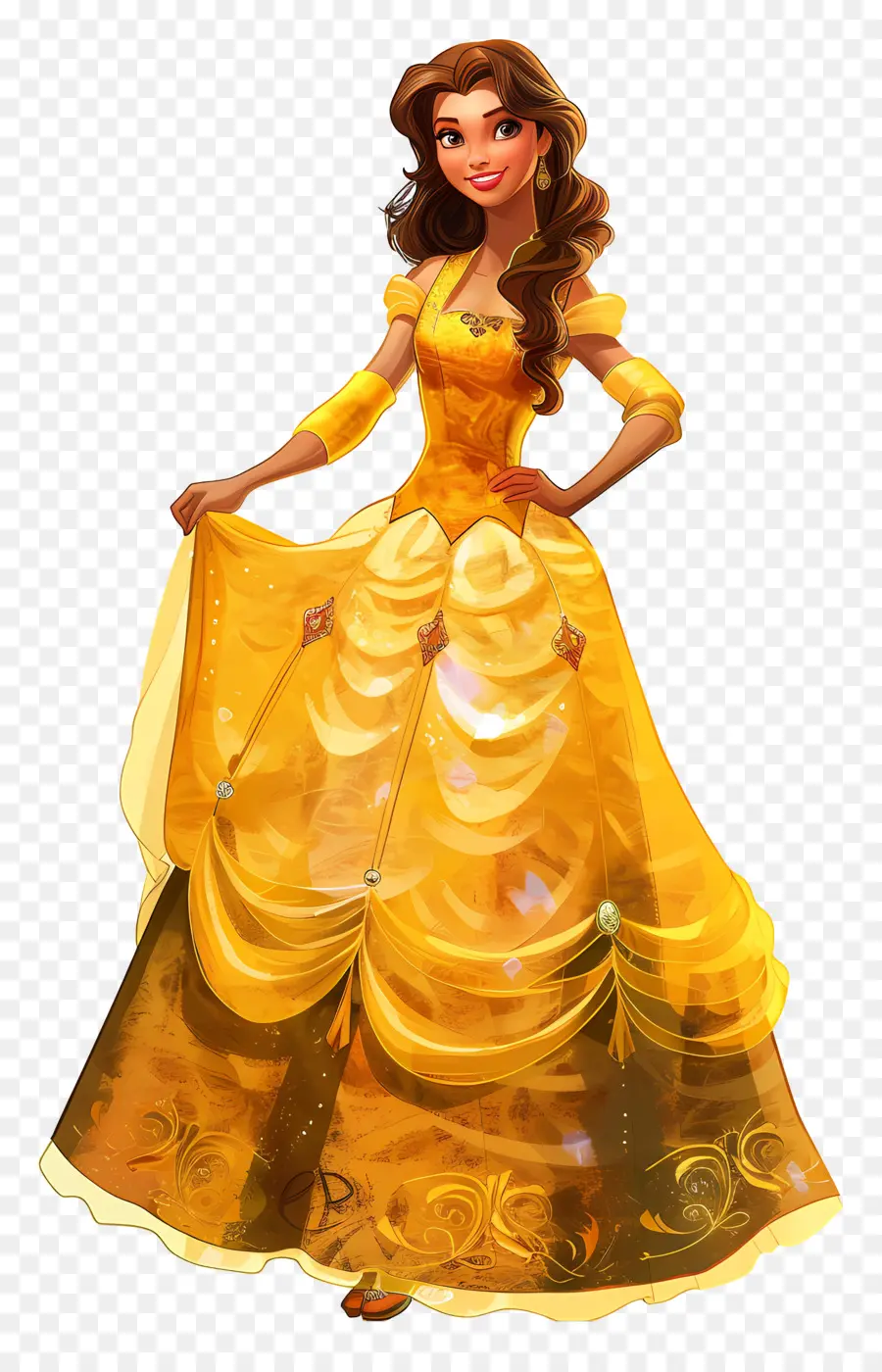 Princesa Bela，Princesa De Vestido Amarelo PNG