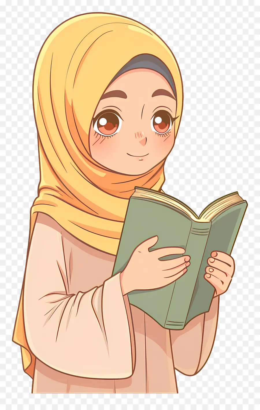 Menina Hijab Segurando Livro，Menina Lendo PNG