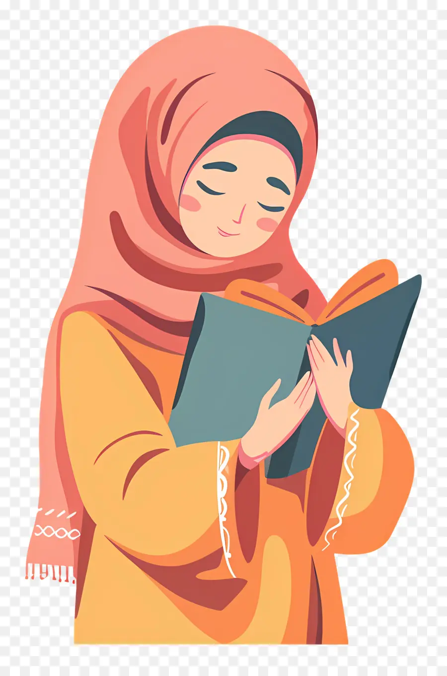 Menina Hijab Segurando Livro，Mulher Lendo Livro PNG