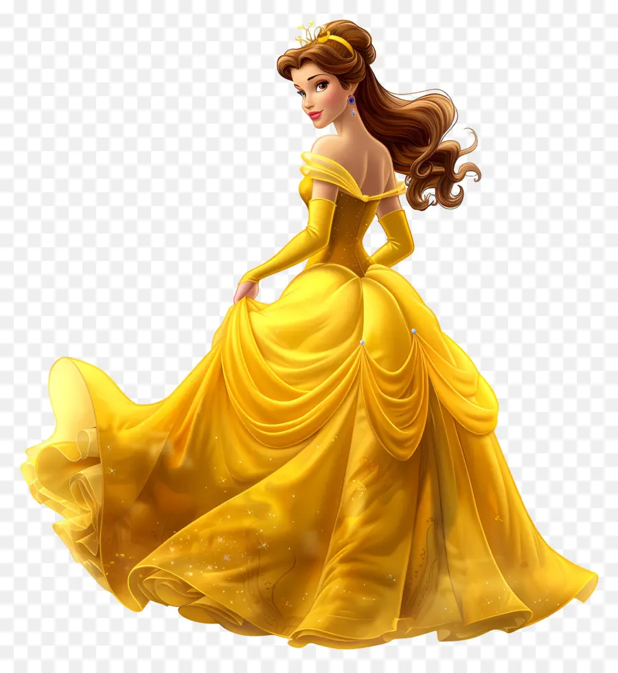 Princesa Bela，Princesa De Vestido Amarelo PNG