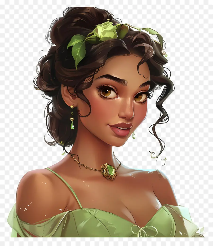 Princesa Tiana，Mulher Animada PNG