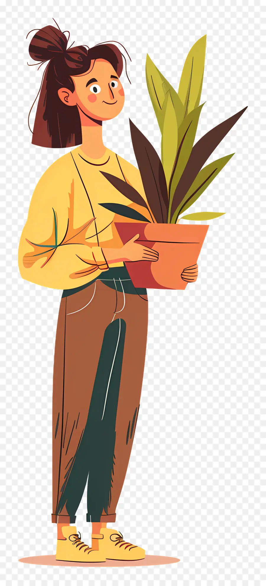 Menina Segurando Planta De Casa，Mulher Com Planta PNG