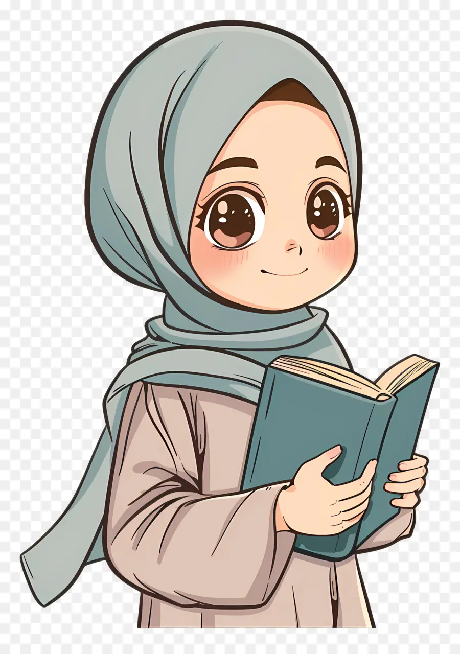 Menina Hijab Segurando Livro，Menina Lendo PNG