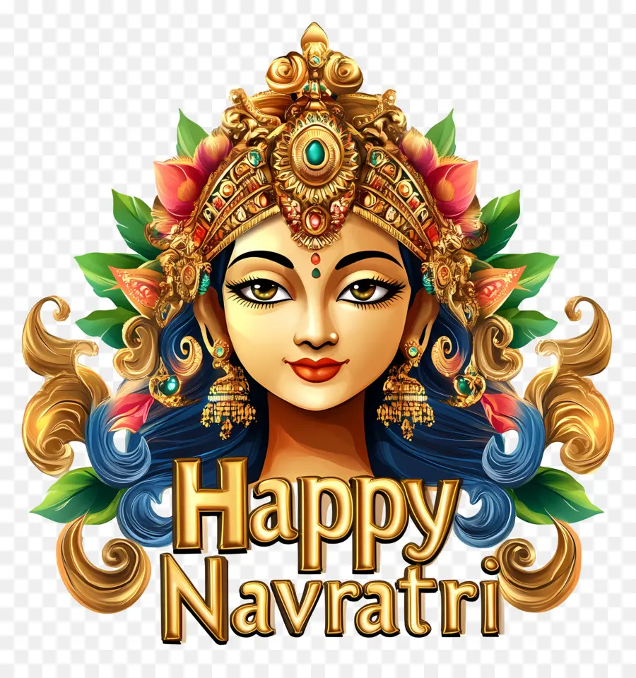 Feliz Navratri，Rosto De Deusa PNG