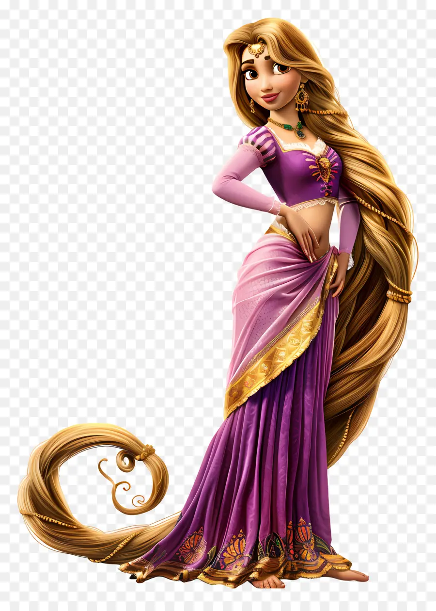 Princesa Rapunzel，Princesa Com Cabelos Longos PNG