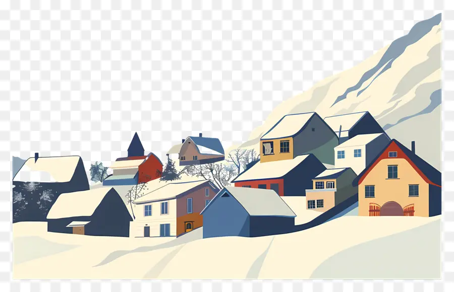 Cidade Coberta De Avalanche，Casas Nevadas PNG