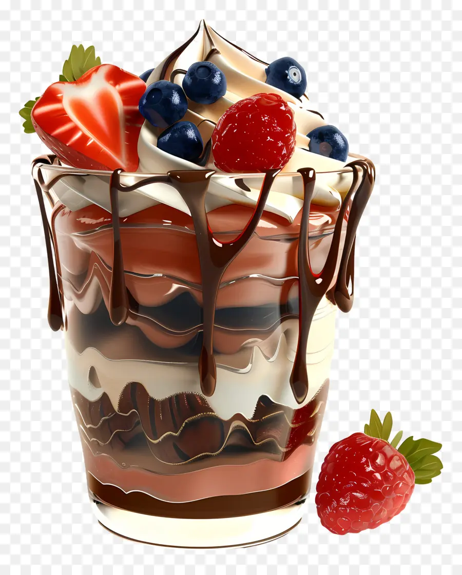 Parfait De Chocolate，Sobremesa Em Copo PNG