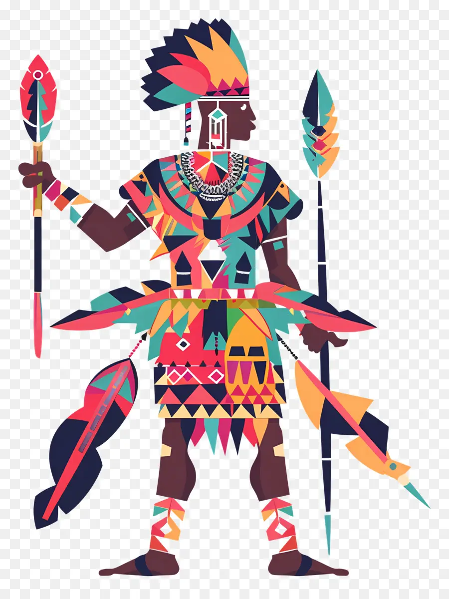 Guerreiro Tribal，Guerreiro Colorido PNG