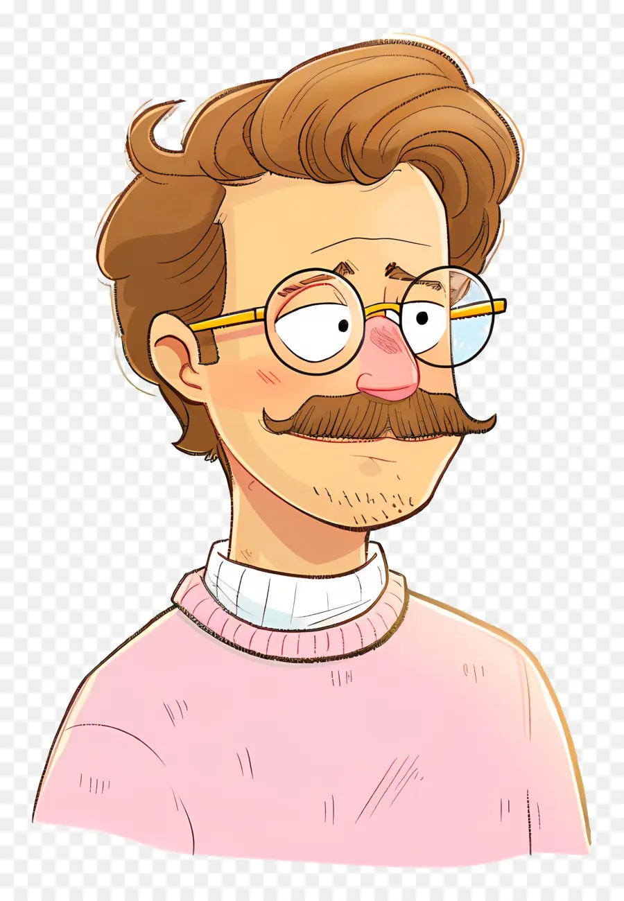 Ned Flandres，Homem De Desenho Animado Com óculos PNG