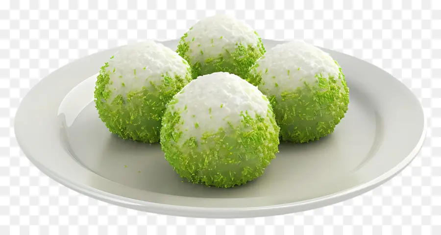 Klépon，Doces Verdes E Brancos PNG