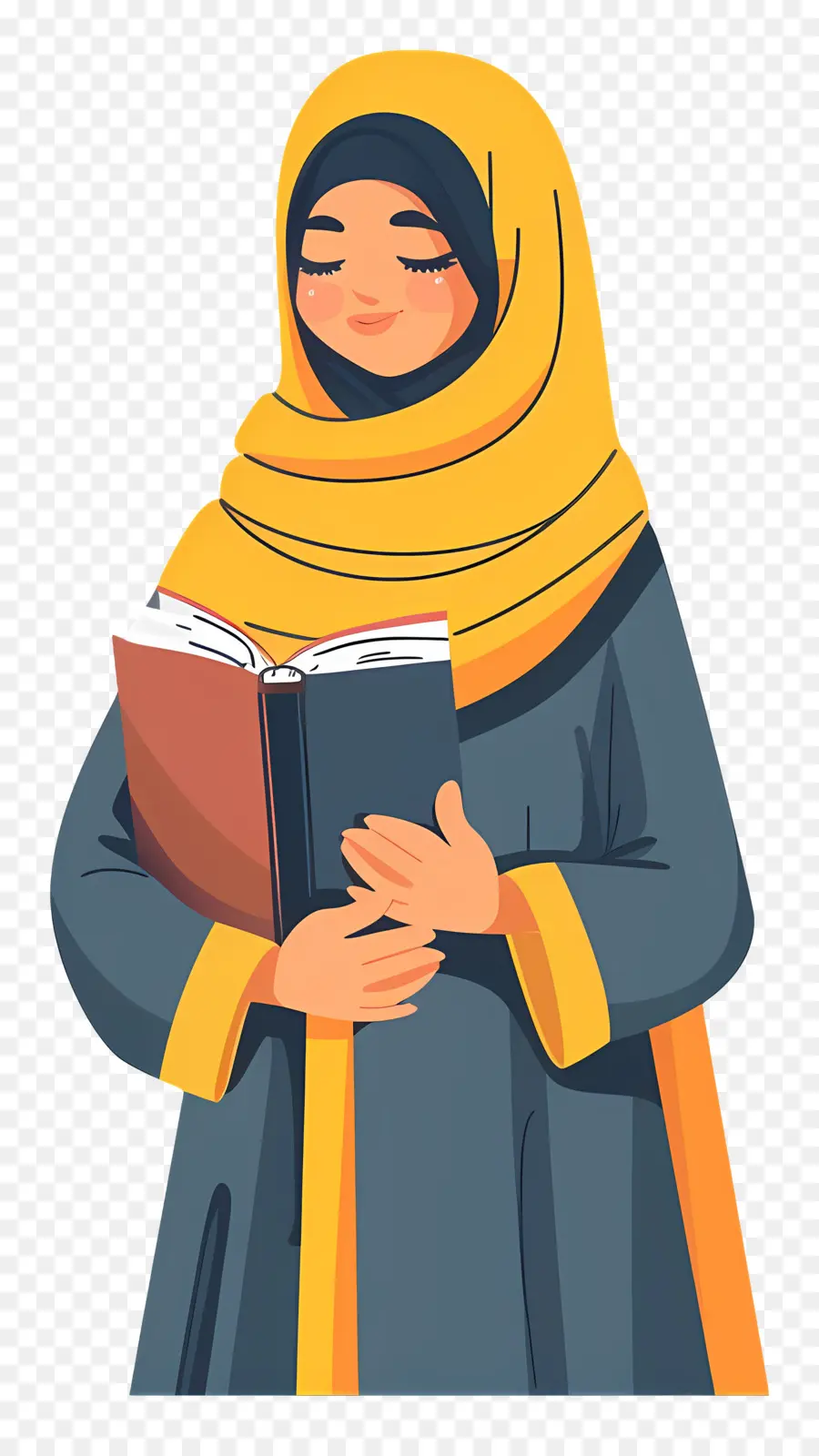 Menina Hijab Segurando Livro，Mulher Lendo Livro PNG