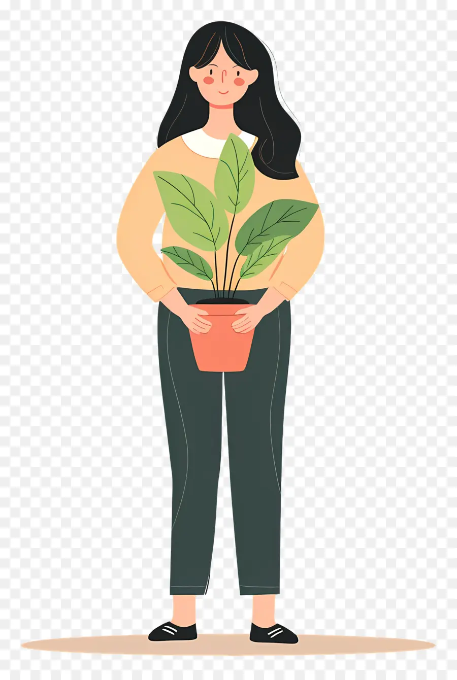 Menina Segurando Planta De Casa，Menina Segurando Planta PNG