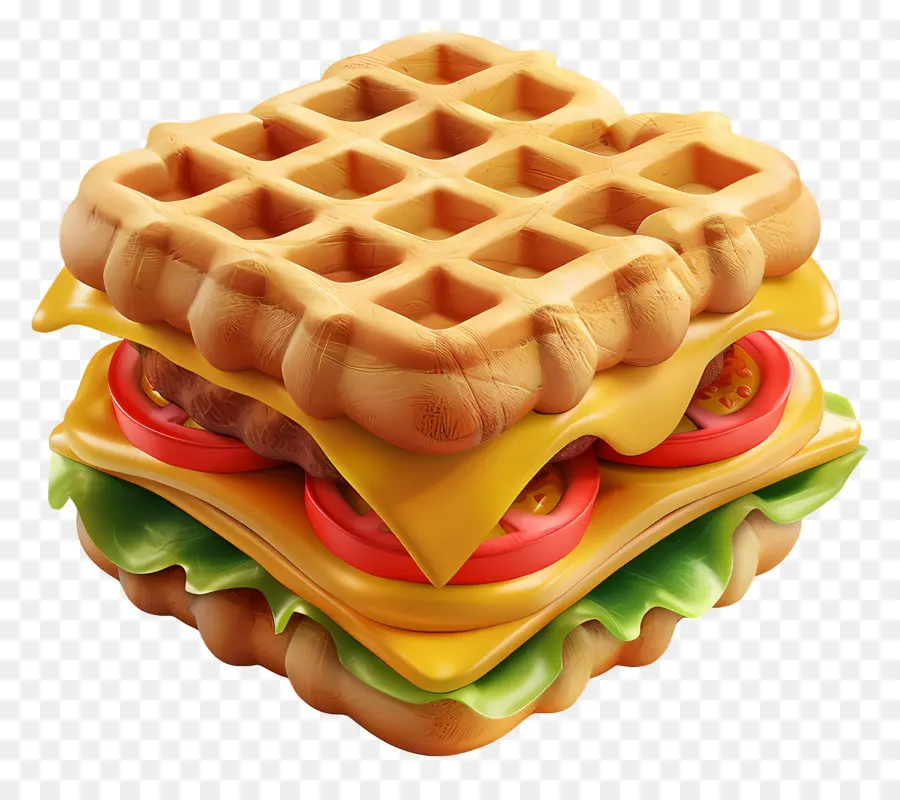 Sanduíche De Waffle，Waffle PNG