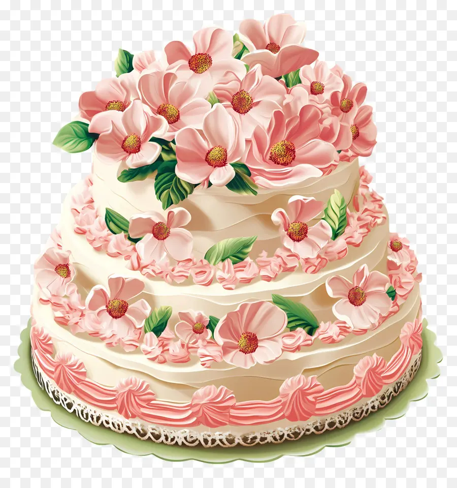 Decoração De Bolo，Bolo De Flores PNG