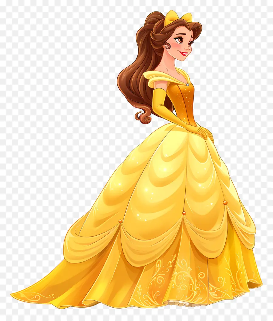 Princesa Bela，Princesa De Vestido Amarelo PNG