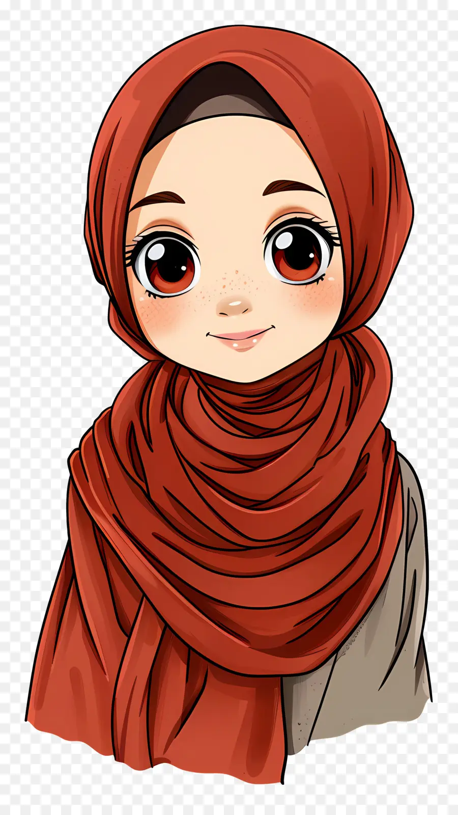 Linda Garota Hijab，Garota De Hijab Vermelho PNG