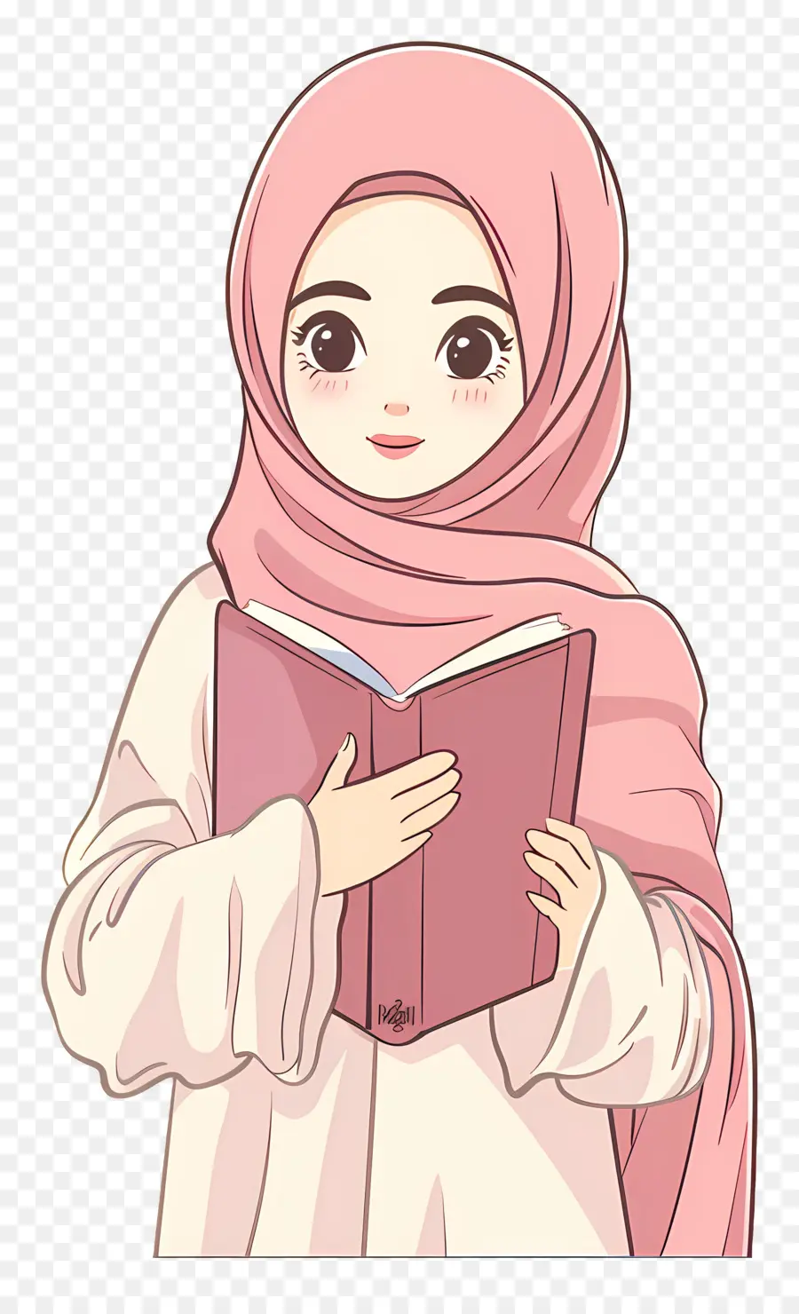 Menina Hijab Segurando Livro，Menina Lendo PNG