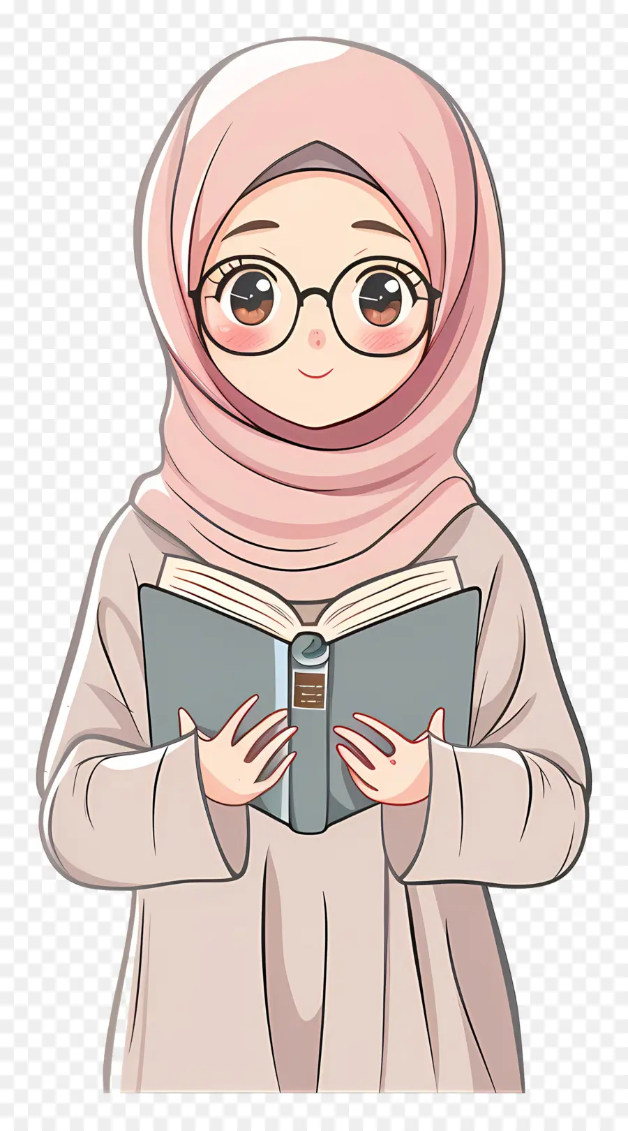 Menina Hijab Segurando Livro，Livro De Leitura De Menina PNG