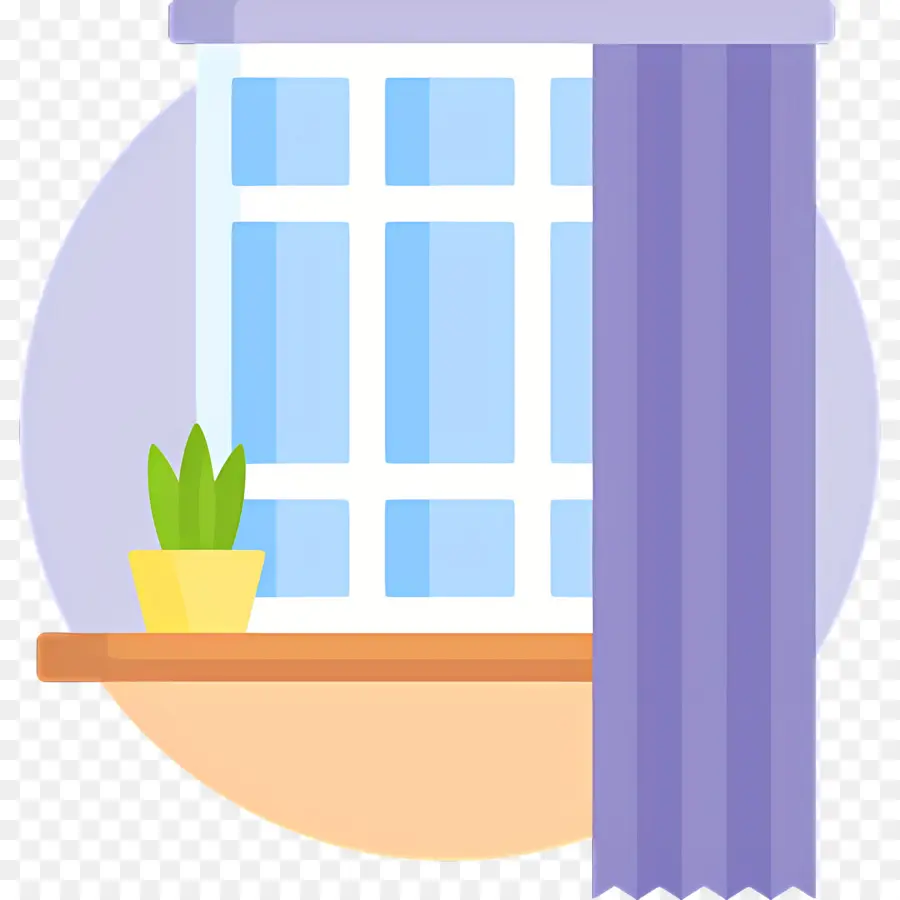 Planta De Janela，Janela Com Cortina PNG