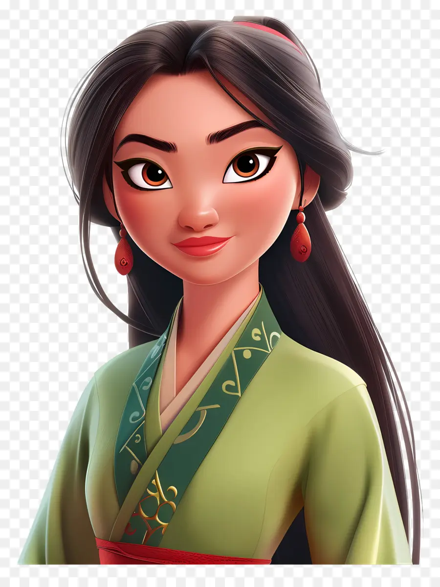 Princesa Mulan，Mulher Em Vestido Tradicional PNG