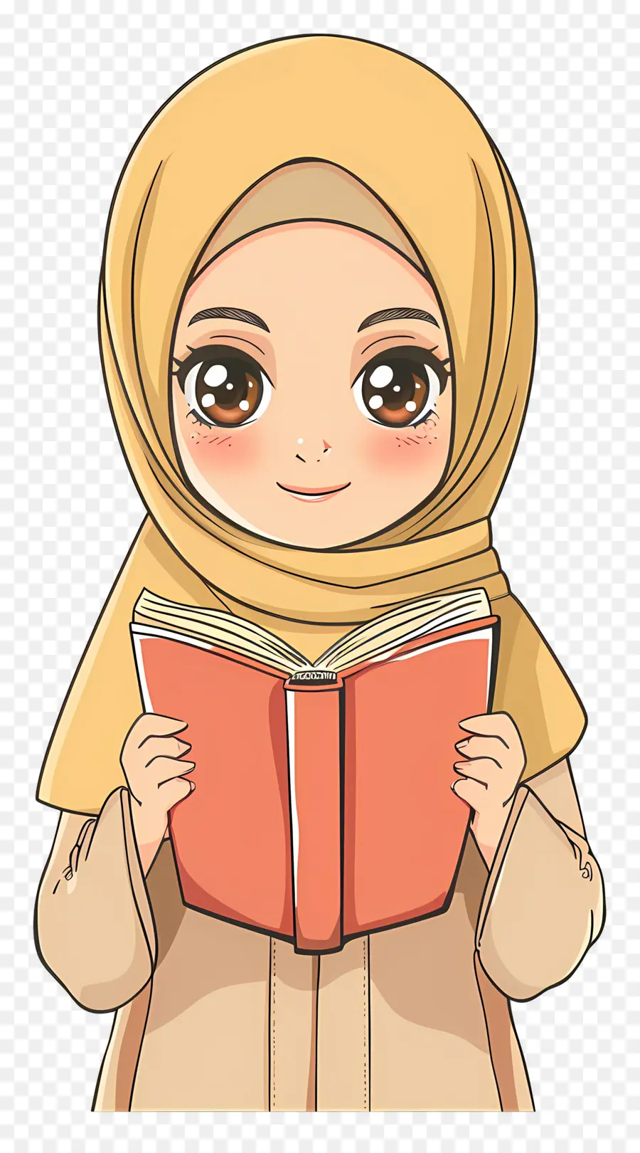 Menina Hijab Segurando Livro，Menina Lendo PNG