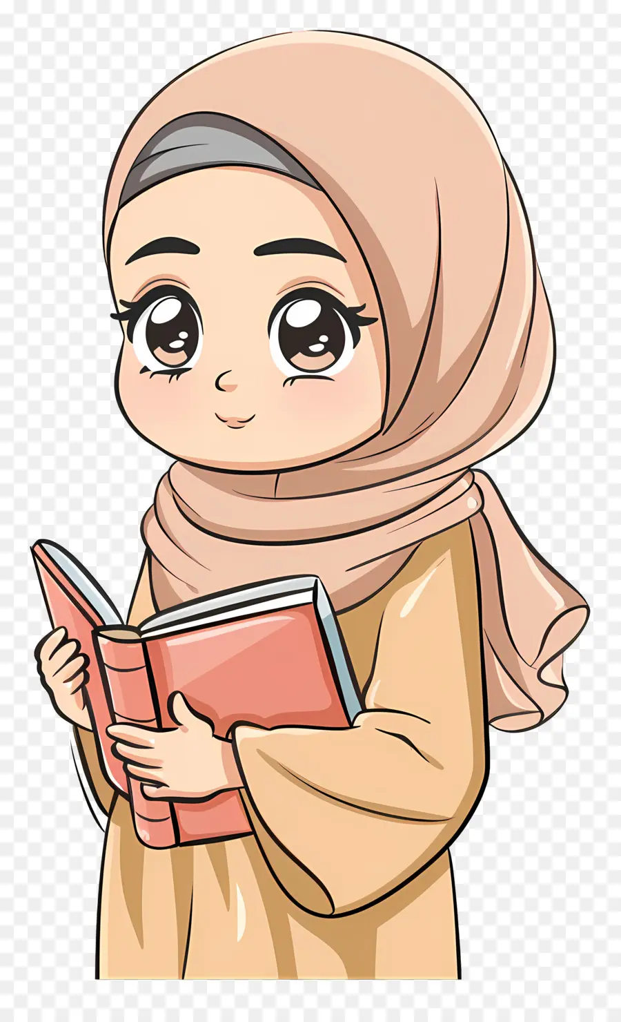 Menina Hijab Segurando Livro，Menina Lendo Livro PNG