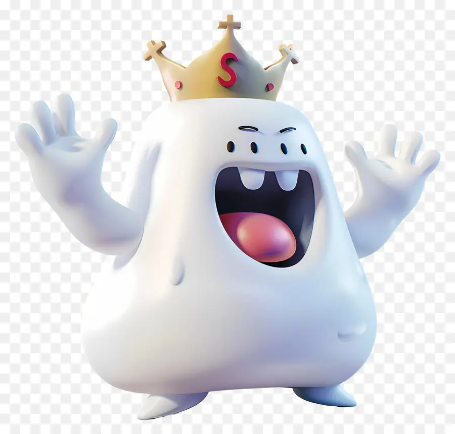 Rei Boo，Rindo Fantasma Com Coroa PNG