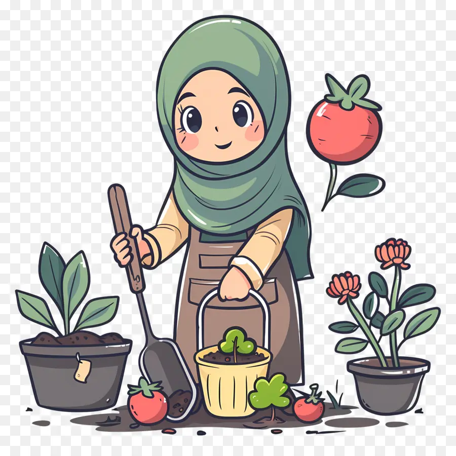 Garota Hijab Fazendo Jardinagem，Jardineiro PNG