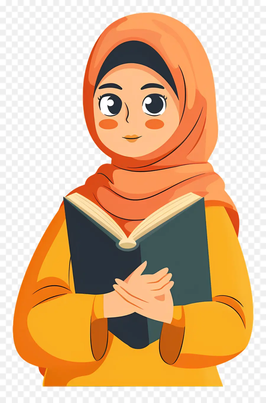 Menina Hijab Segurando Livro，Mulher Lendo Livro PNG