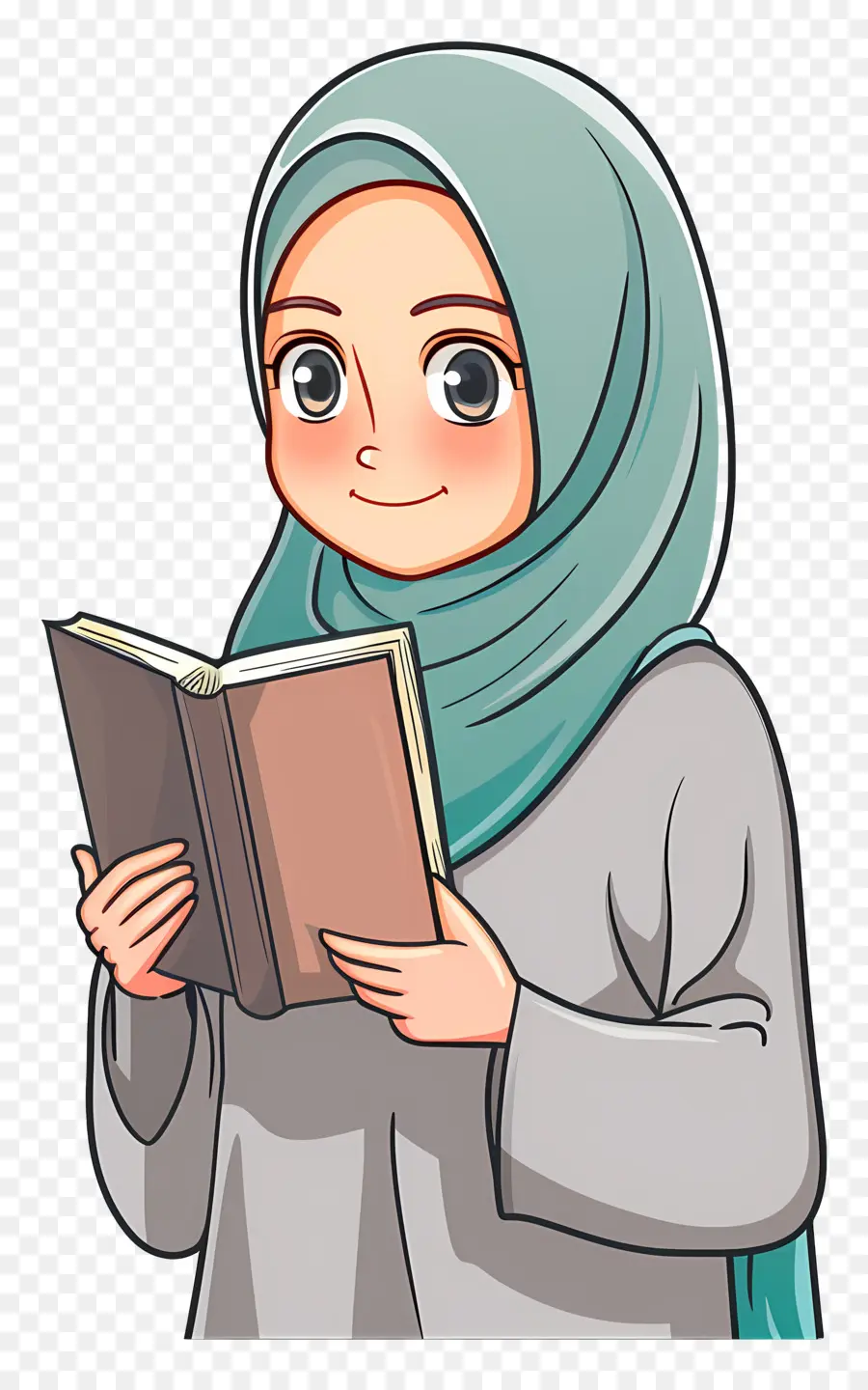 Menina Hijab Segurando Livro，Menina Lendo PNG