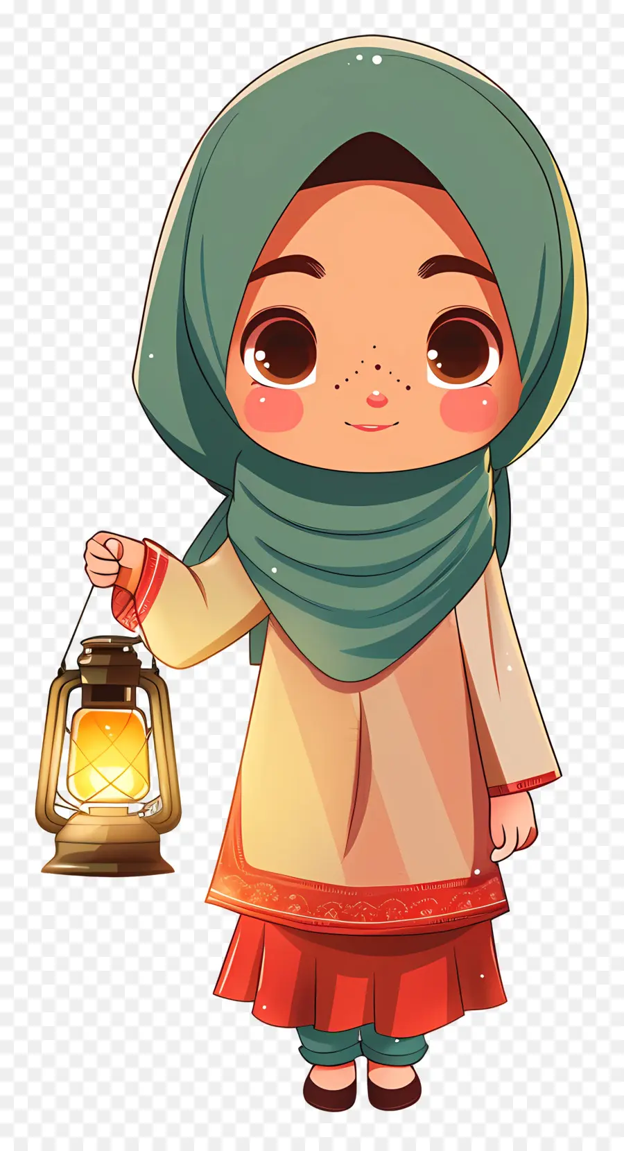 Hijab Girl Segurando Lanterna，Menina Com Lanterna PNG