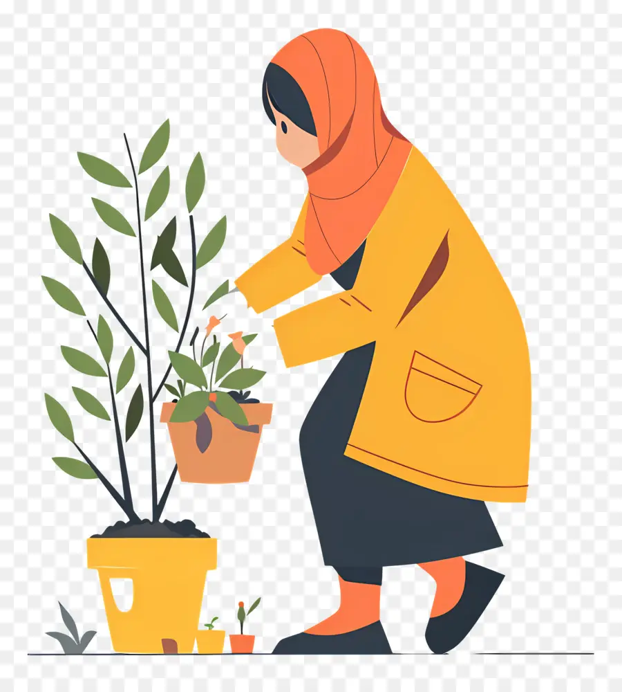 Garota Hijab Fazendo Jardinagem，Mulher Jardinagem PNG