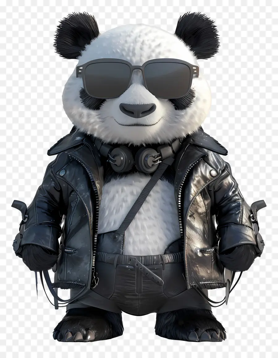 Panda，Panda Legal Em Jaqueta De Couro PNG