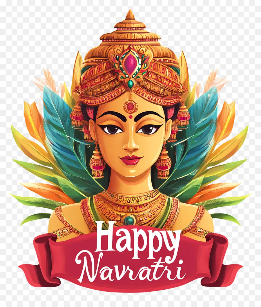 Feliz Navratri，Rosto De Deusa PNG