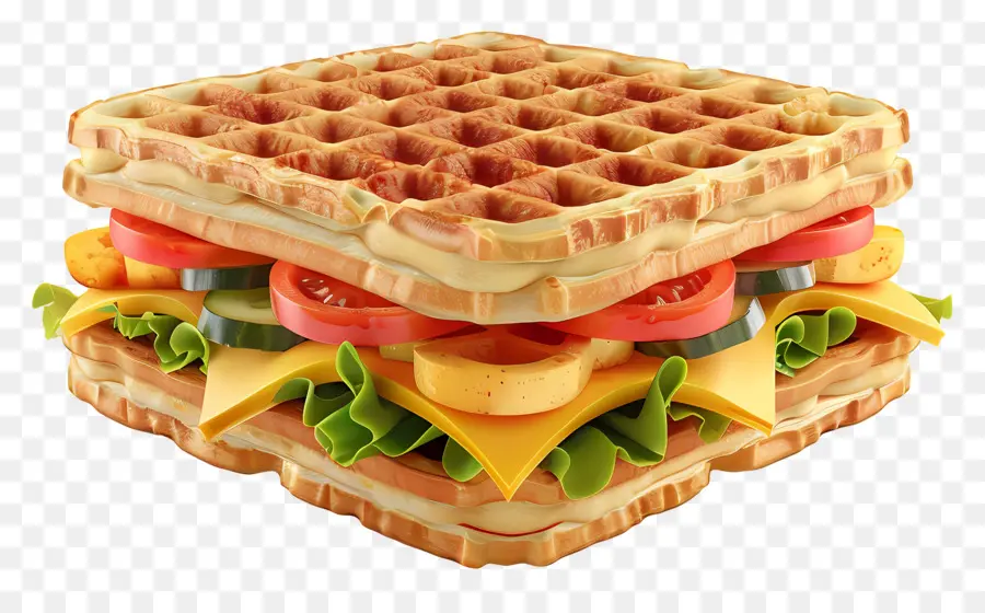 Sanduíche De Waffle，Vegetais PNG