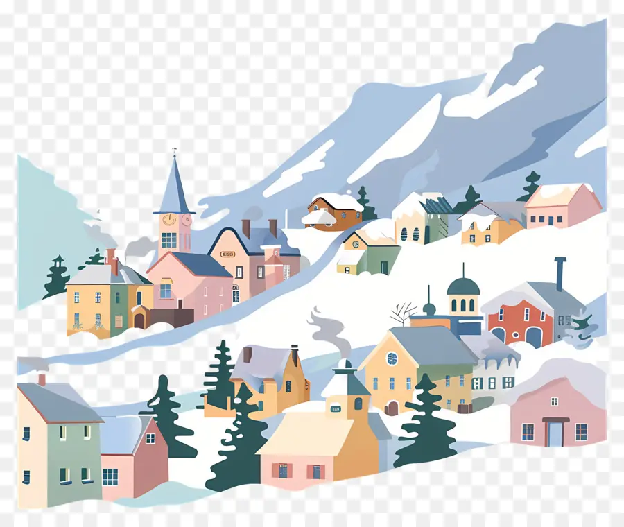 Cidade Coberta De Avalanche，Casas Nevadas PNG