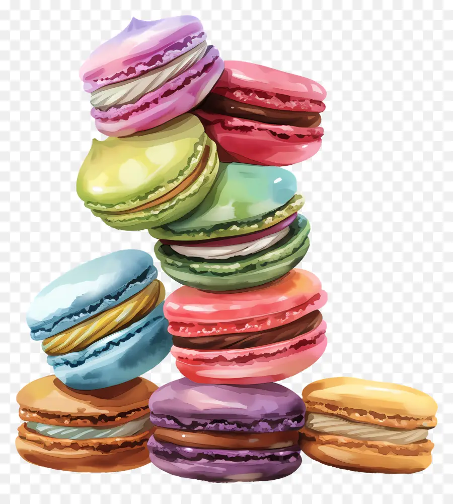 Pilha De Macarons，Macarons Coloridos PNG