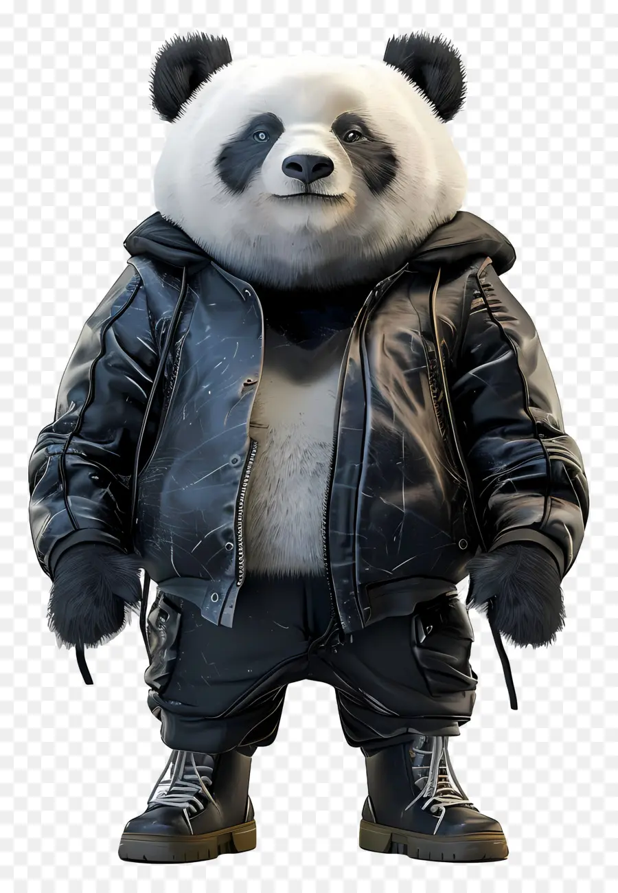 Panda，Panda Legal Em Jaqueta De Couro PNG