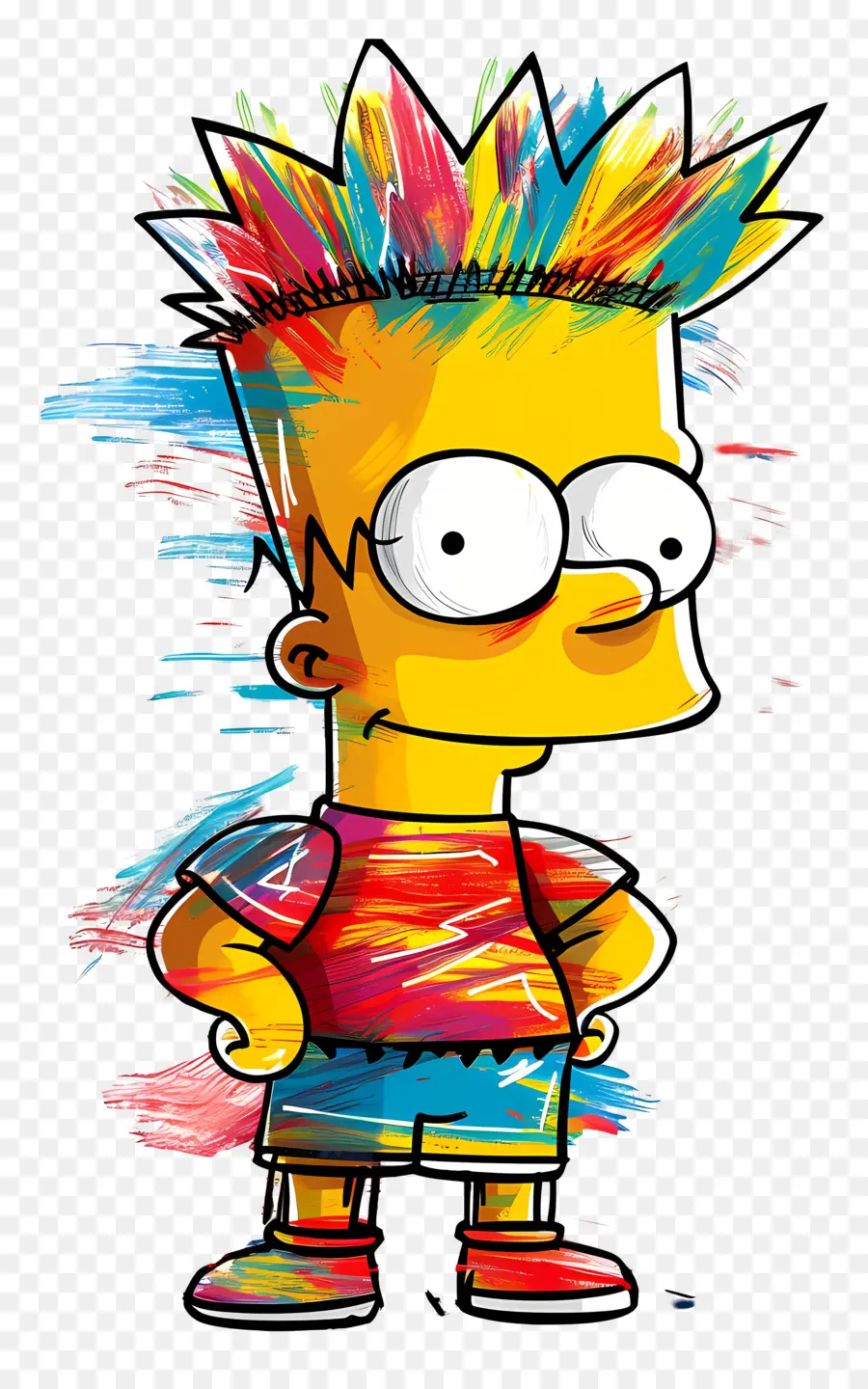 Bart Simpson，Menino Colorido Dos Desenhos Animados PNG