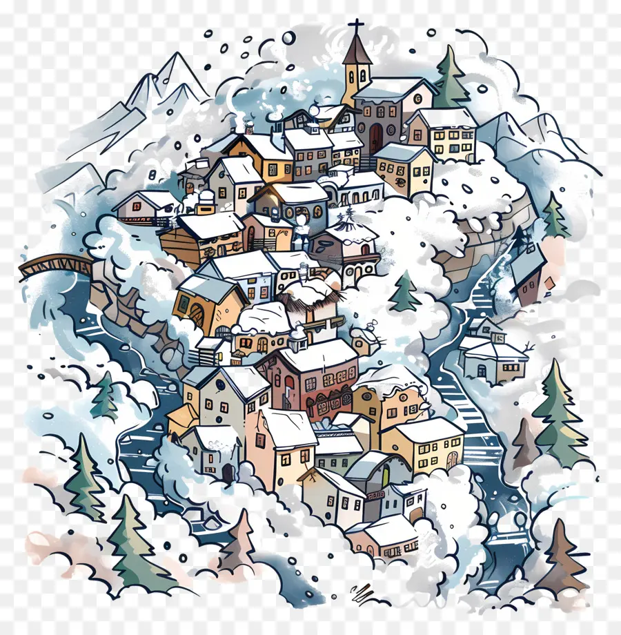 Cidade Coberta De Avalanche，Aldeia Nevada PNG