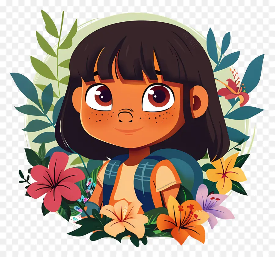 Dora A Exploradora，Menina Com Flores PNG