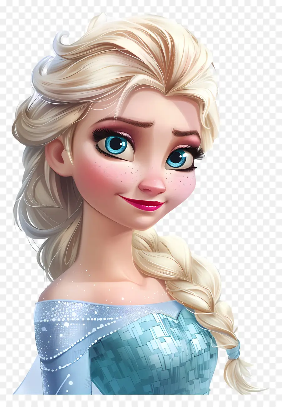 Princesa Elsa Congelada，Personagem De Trança Loira PNG