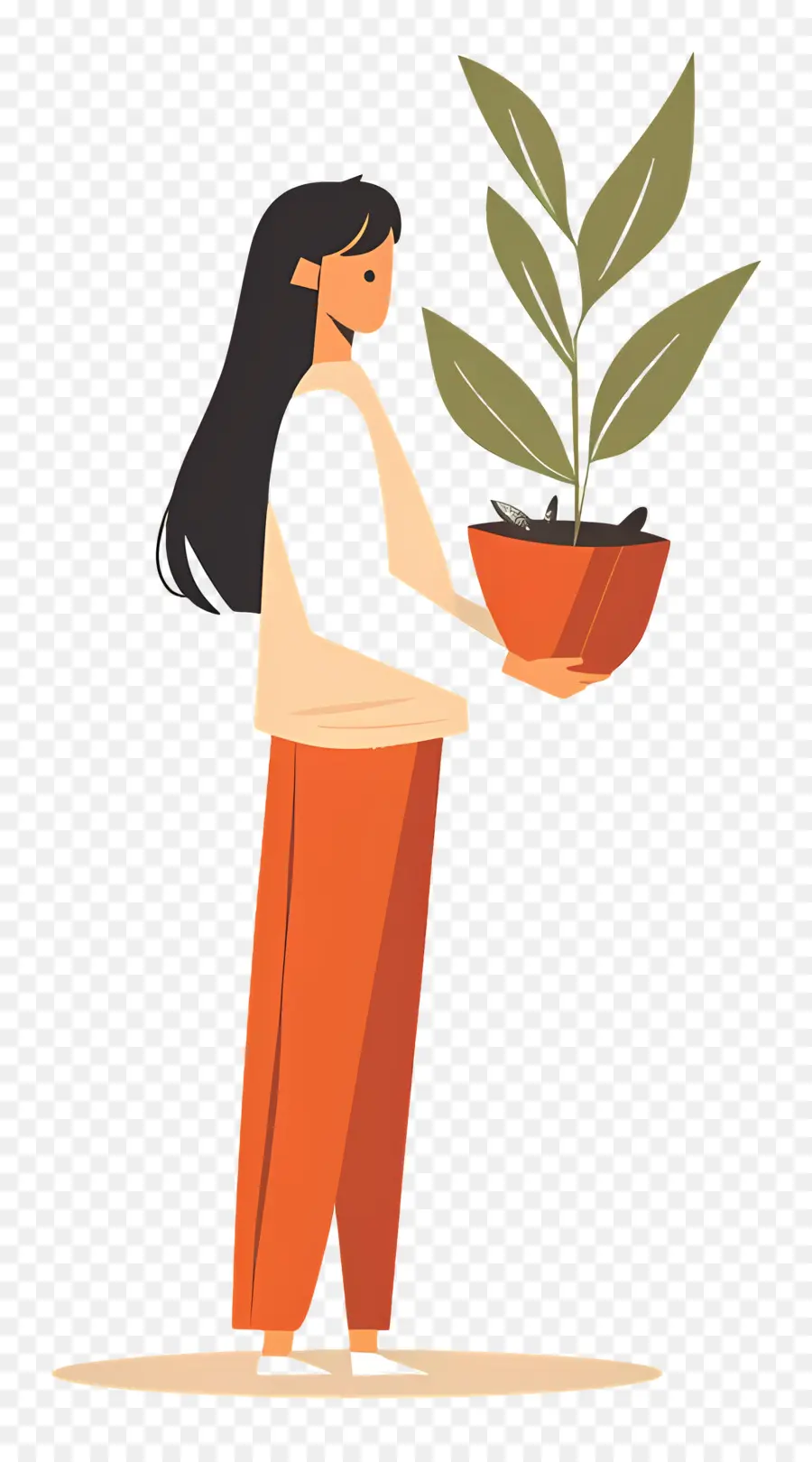 Menina Segurando Planta De Casa，Mulher Com Planta PNG