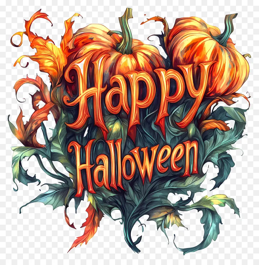 Feliz Dia Das Bruxas，Texto De Feliz Halloween Com Design Ornamentado PNG