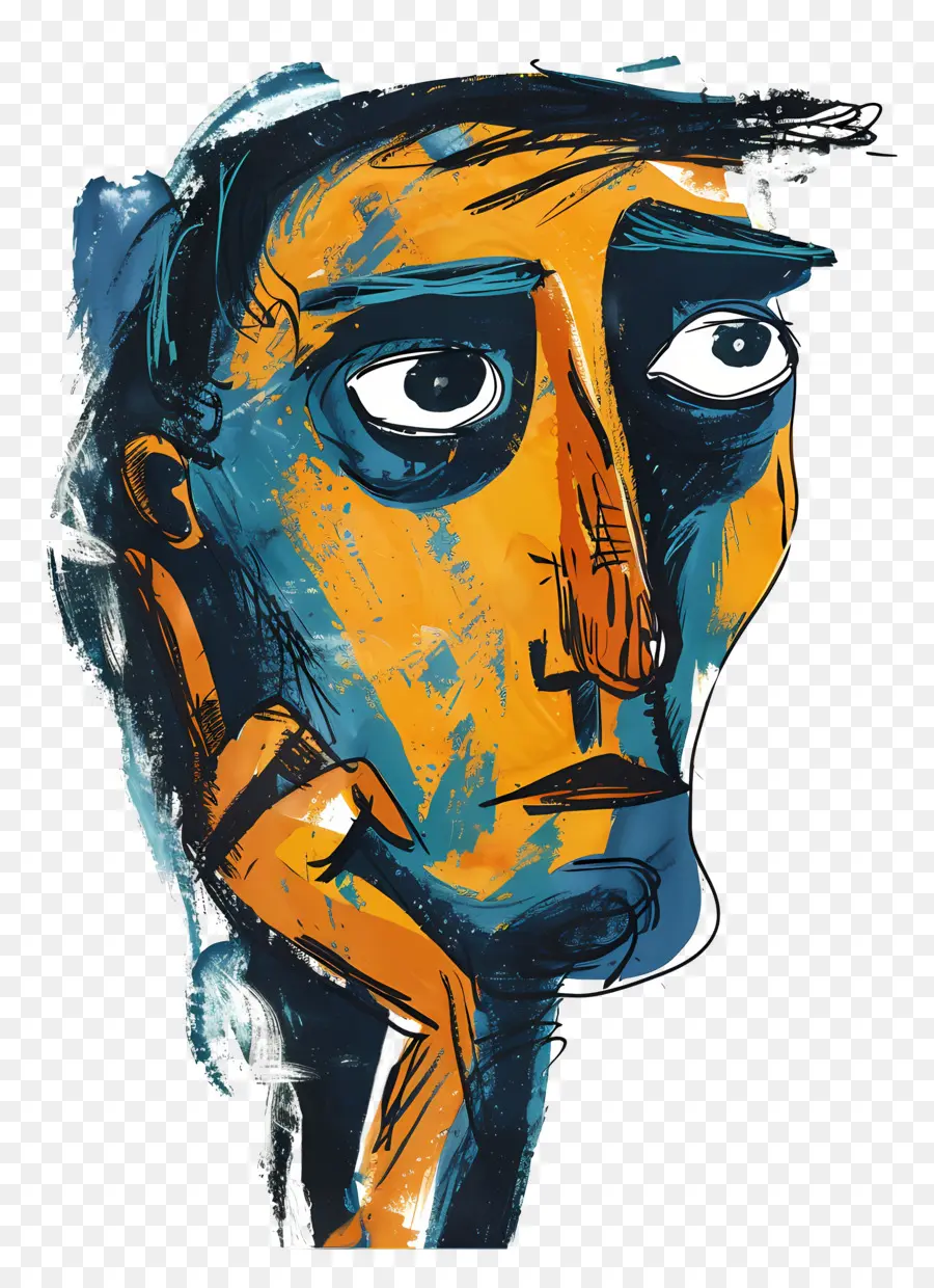 Homem Pensante，Rosto Abstrato PNG