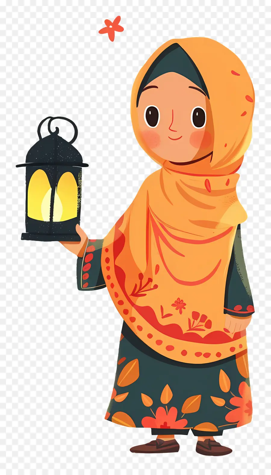 Hijab Girl Segurando Lanterna，Menina Com Lanterna PNG