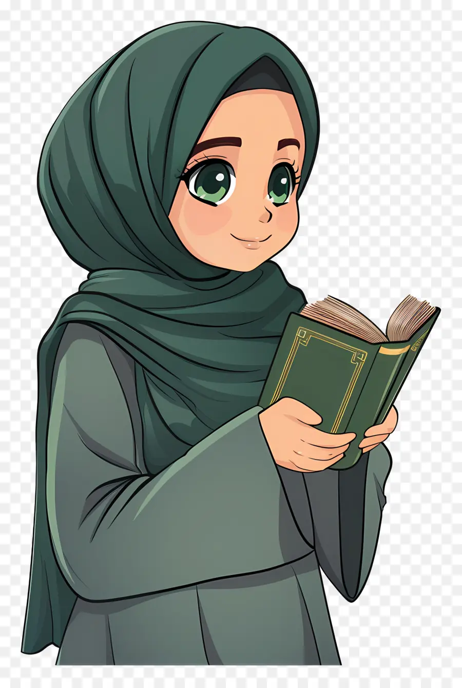 Menina Hijab Segurando Livro，Menina Lendo PNG