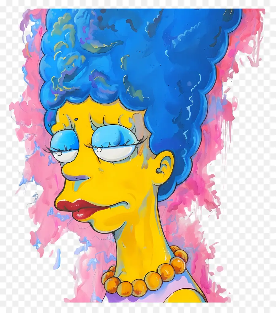 Marge Simpson，Mulher De Cabelo Azul PNG